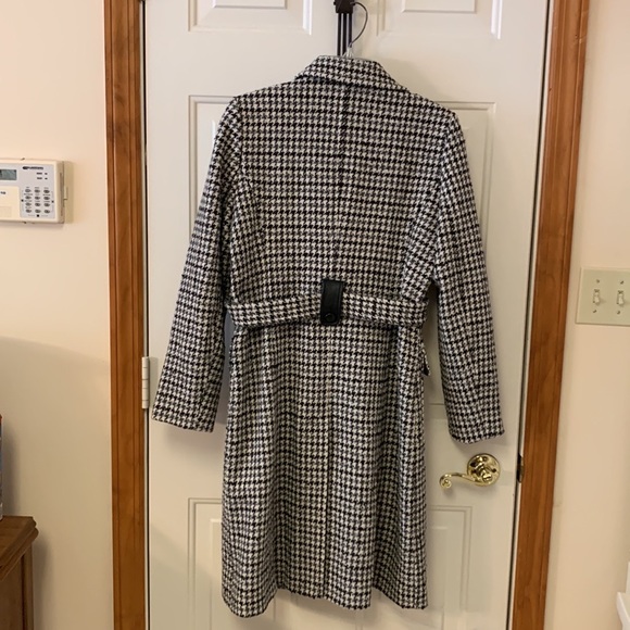 - Vintage Kenneth Cole Wool blend coat, houndstooth with leather trim size… - Picture 7 of 9